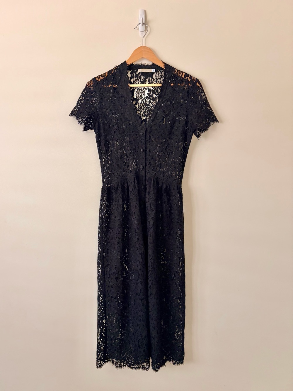 Amy Kuschel Black Lace Midi Dress with Short Sleeves 2